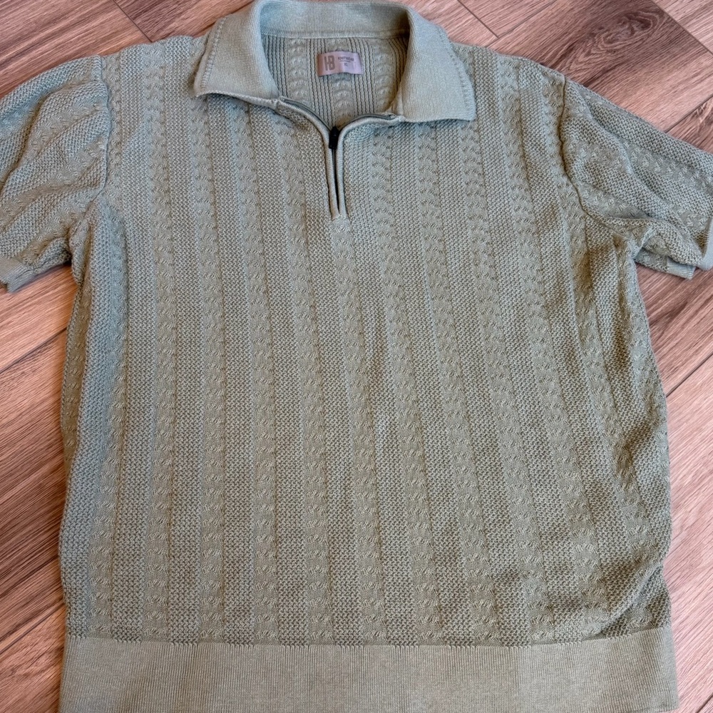 Hudson And Barrow HB Knitwear Men’s XL Green Sweater Polo Short Sleeve Soft